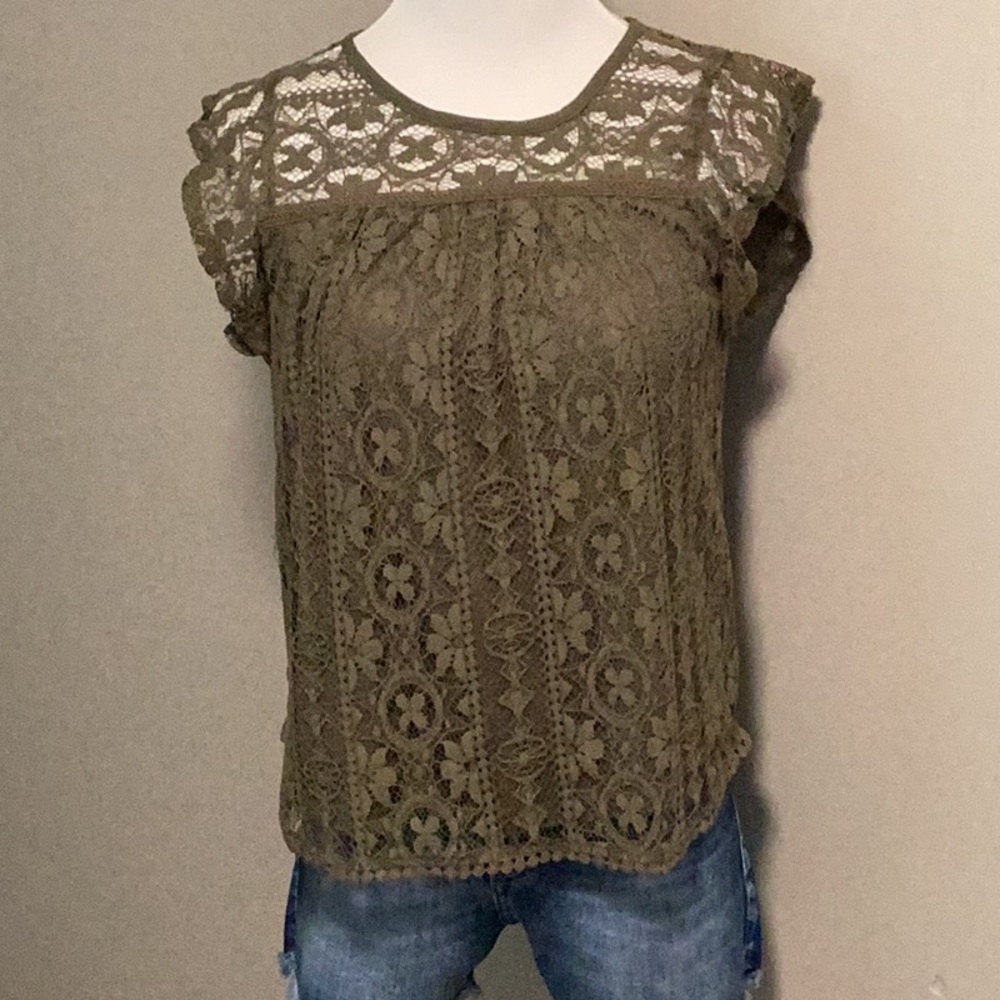 Xhilaration Olive Lace Top